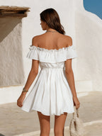 Vacation-style Off-shoulder Ruffled A-line Mini Dress