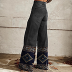 Women's Retro Western Graphic Print Printed Faux Denim Wide Leg Pants
