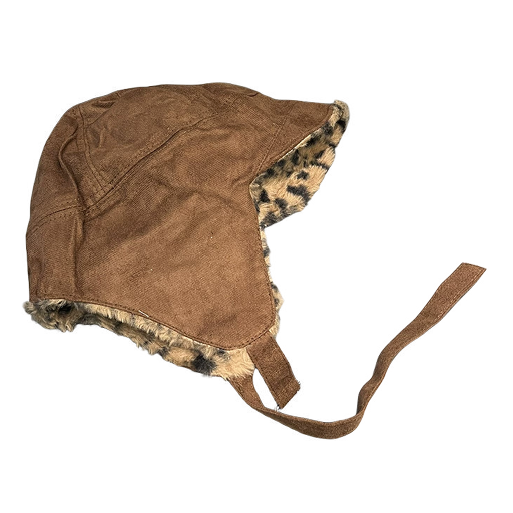 Reversible Aviator Hat With Leopard Print Design For Versatile Wear