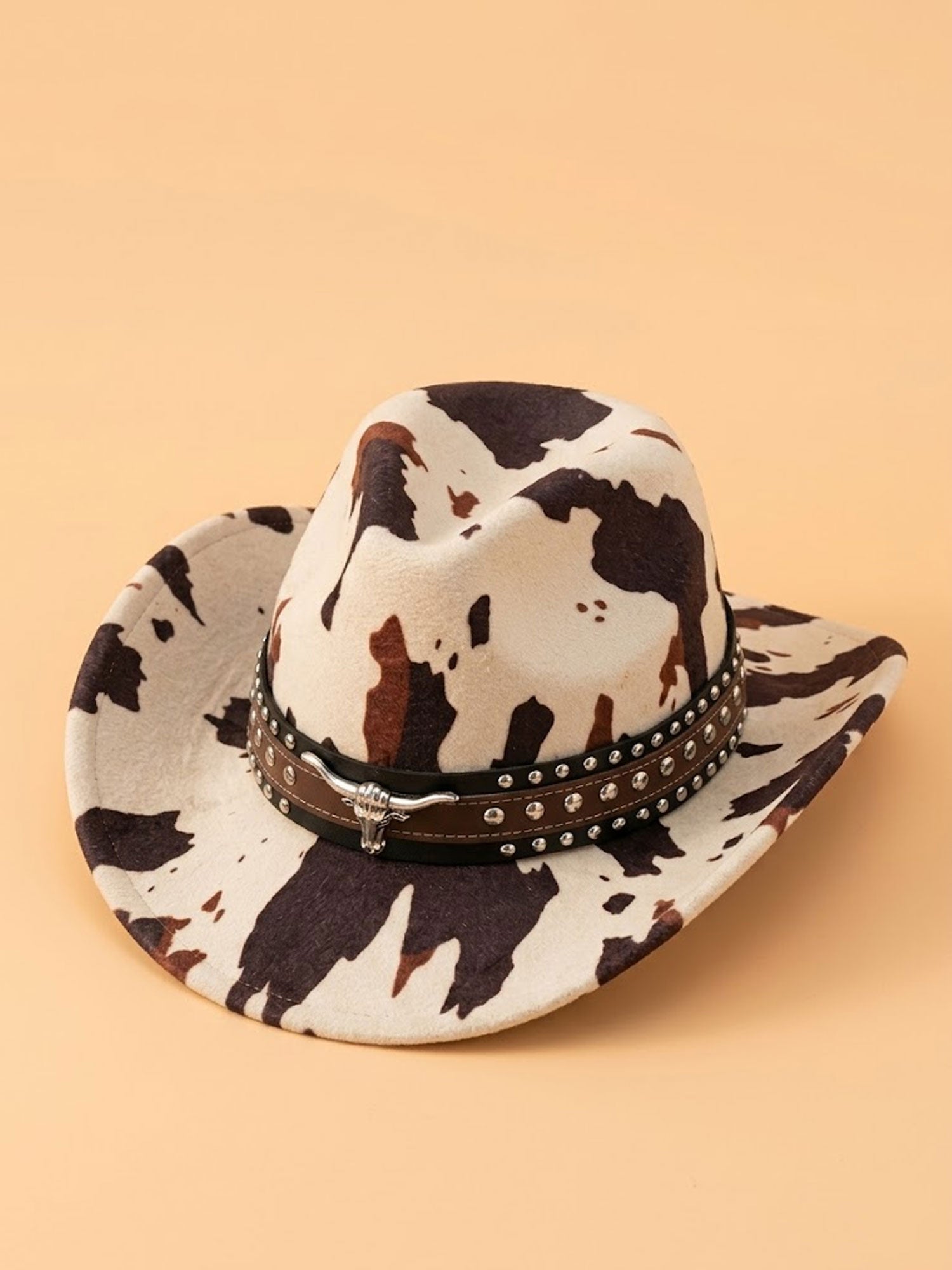 Cowboy Print Cowboy Hat for Men Women Vintage Western Studded Belt Fedora Hat with Longhorn Buckle