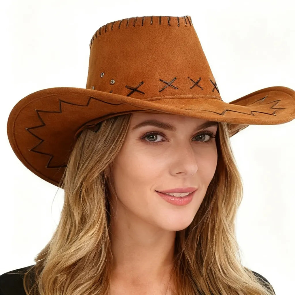 Women's Vintage Stylish Western Cowboy Hat For Festive And Casual Wear