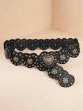 Perfect for a Desert Getaway — Coffee Brown Heart-Shaped Carved Western Waist Belt