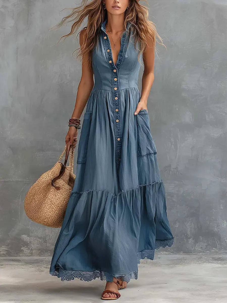 Ärmelloses Damen-Freizeitkleid aus Baumwolle
