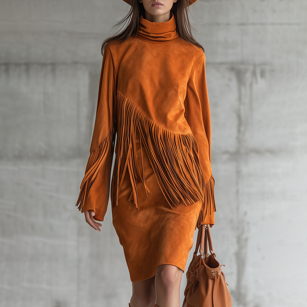 Women's Western Country Retro Outdoor Vacation Tassel Dress