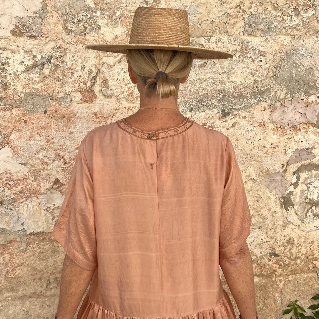 Runaway Bicycle Amber Embroidered Silk Dress