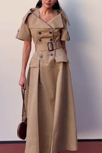 Women's Collar Double Breasted Elegant Temperament Dress