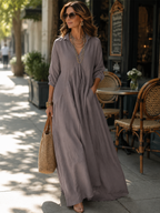 Bohemian Gray Linen Dress