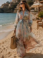 Baroque Blue Floral Maxi Dress
