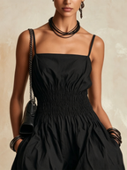 Black Smocked Waist Balloon Jumpsuit | Breezy Wide-Leg Parachute Jumpsuit