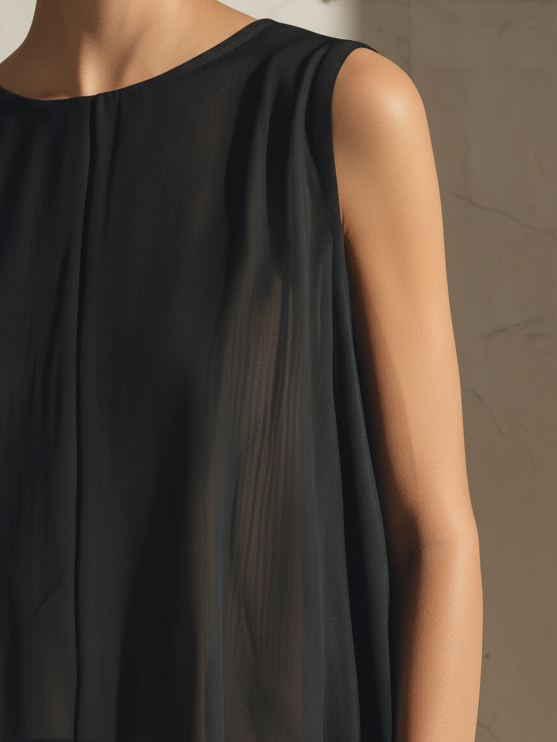 Flowy Chiffon Top & Striped Wide-Leg Pants Set