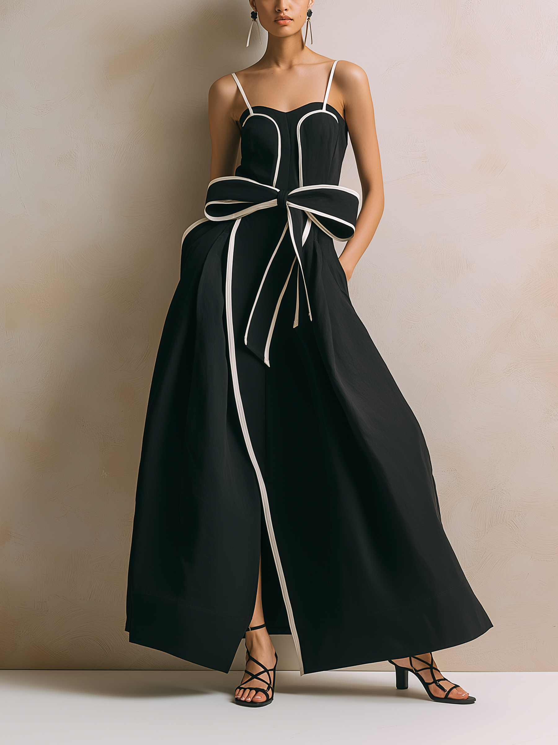 Iconic Bow-Trim Maxi Dress Timeless Occasion Glam