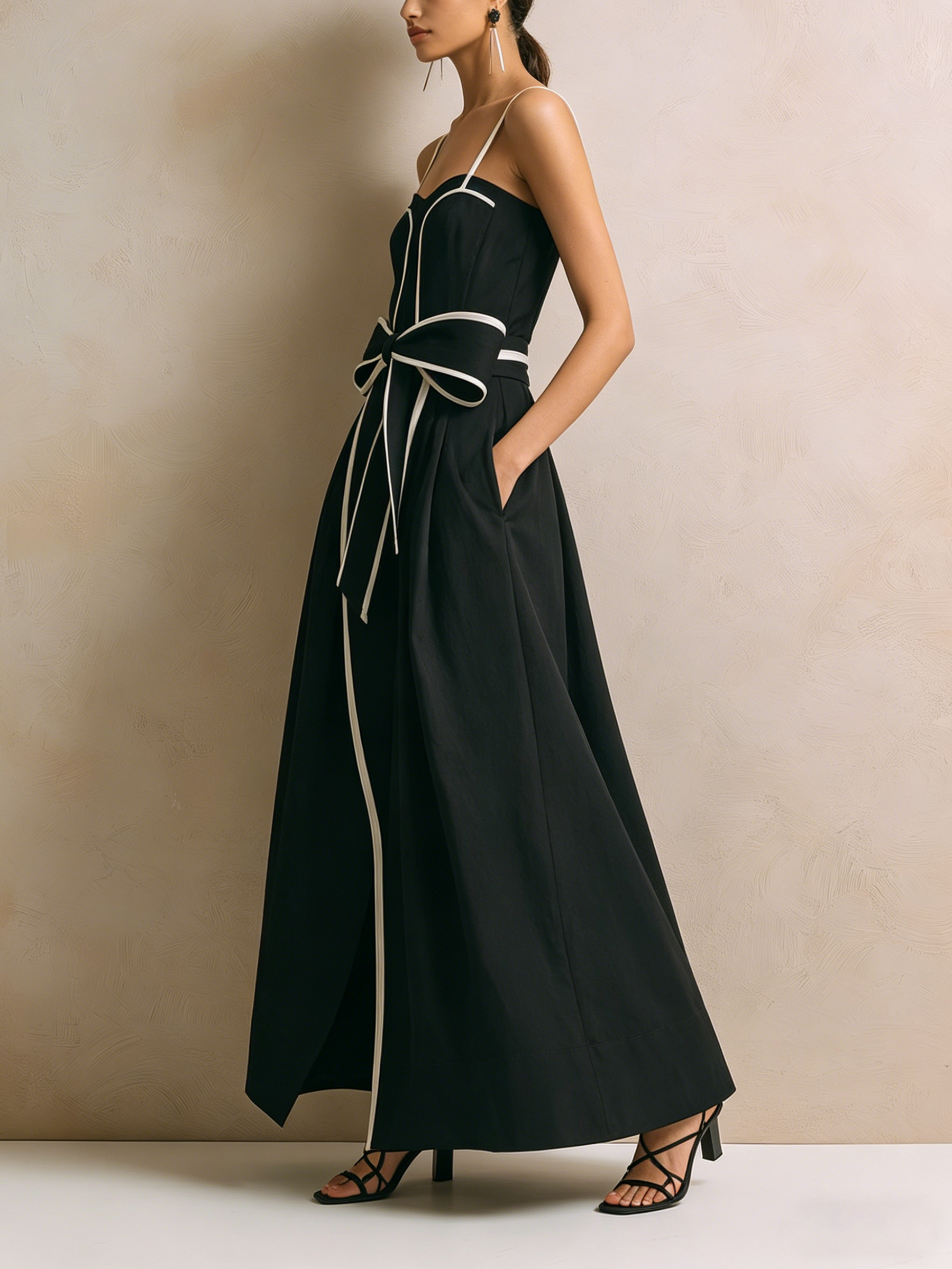 Iconic Bow-Trim Maxi Dress Timeless Occasion Glam