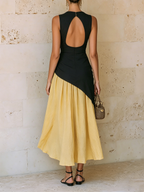 Twist-Front Sleeveless Top & Flowy Midi Skirt Two-Piece Set