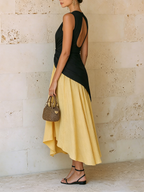 Twist-Front Sleeveless Top & Flowy Midi Skirt Two-Piece Set