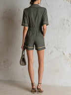 Summer Short-Sleeve Romper – Relaxed Yet Polished Look