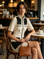 Contrast Pocket Zip-Up Mini Dress – Modern Utility Chic Dress For Women