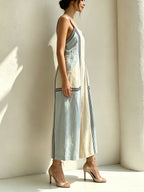 Colorblock Wide-Leg Jumpsuit With Contrast Straps – Minimal Chic Summer Romper