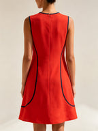 Modern Contrast Trim Sleeveless Shift Dress – Elegant Minimalist A-Line Dress For Summer & Occasion Wear
