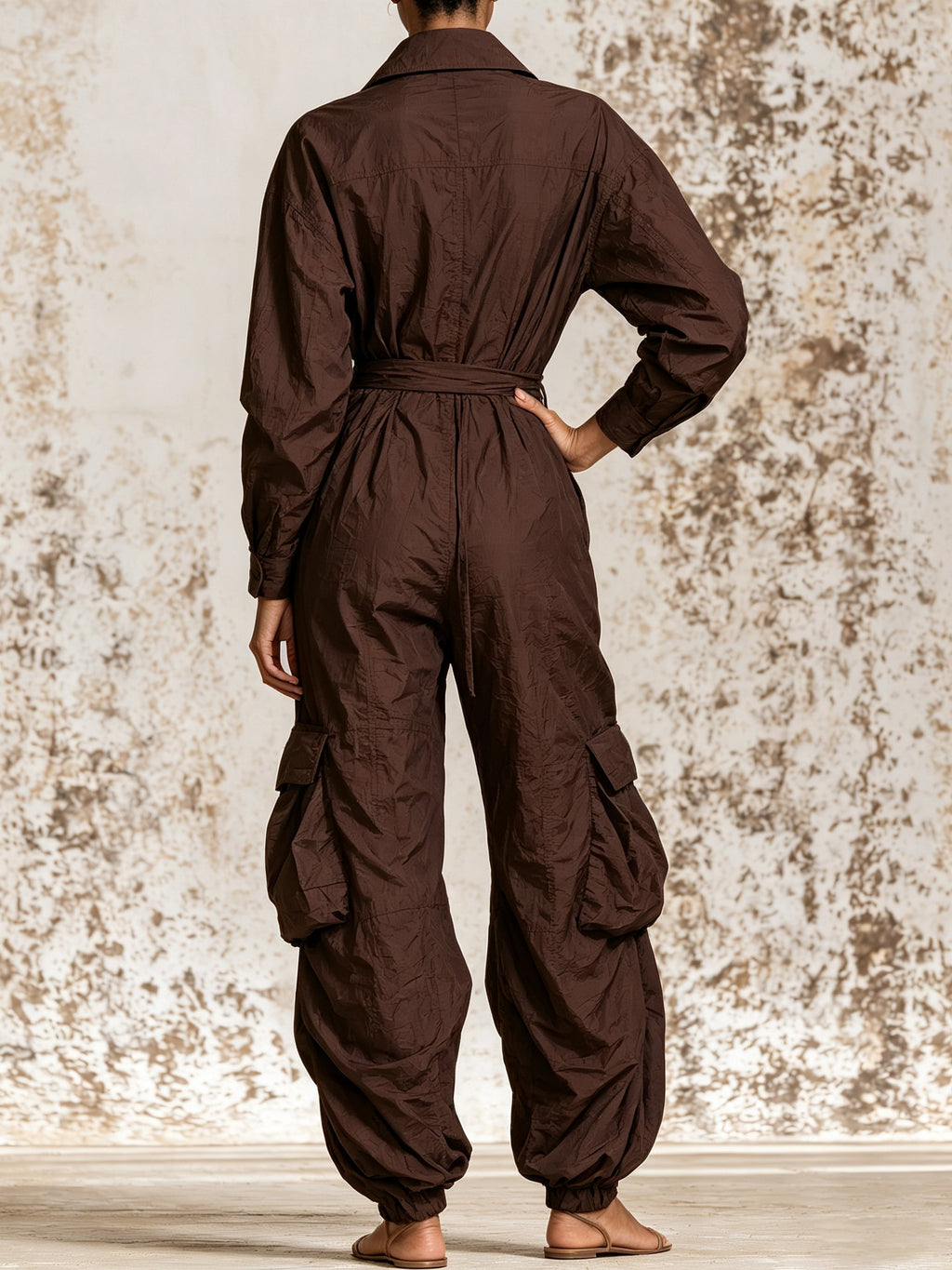 Elegant Ruched Shirt Dress For Women – Long Sleeve Button Down Midi Dress With Waist Tie & Relaxed Silhouette