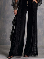 Vintage Sheer Sleeves Polyester Velvet Jumpsuit