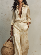 Effortless Vacation Printed Shirt & Flowy Trousers Set