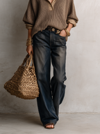 Relaxed Boho High Waist Wide Leg Jeans