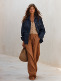 Women's Oversized Denim Shirt With Chest Pockets Jacket