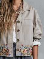 Boho Embroidered Cropped Utility Jacket