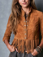 Western Fringe Button-Front Jacket