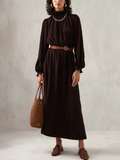 Refined Espresso Smocked Neck Maxi Dress