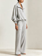 Cloud Essential Lounge Set – Oversized Half-Zip Pullover & Wide Leg Cargo Pants Set