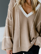 Minimal Bohemian Dropped Shoulder Sweater Top