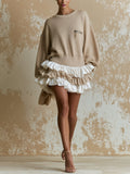 Ruffle Hem Knit Sweater Dress