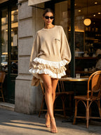 Ruffle Hem Knit Sweater Dress
