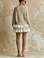 Ruffle Hem Knit Sweater Dress