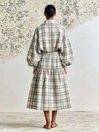 Plaid Cropped Jacket & Tiered Skirt Set