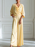 Cowl Neck Batwing Sleeve Top And Wide-Leg Pants Set