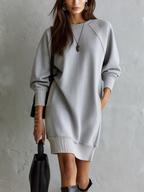 Casual light gray sweatshirt dress