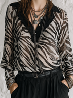 Bohemian Zebra Print Chiffon Shirt