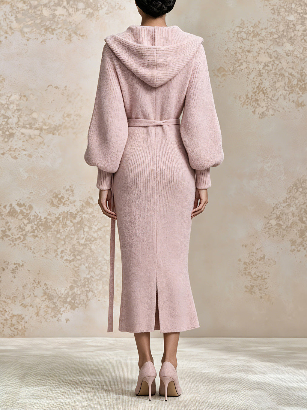 Women's Elegant Knit Hoodie Dress – Long Sleeve Zip Up Maxi Sweater Dress