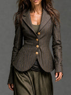 Charcoal Gold Pinstripe Tailored Jacket