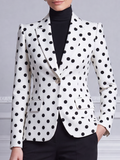 White Preppy Polka Dot Tailored Blazer