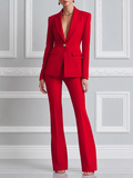 Red Tailored Blazer & Flare Pants Set