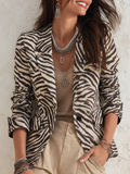 Modern Sand Zebra Print Blazer