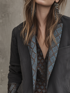 Modern Charcoal Contrast Trim Blazer