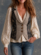 Vintage Linen Floral Patchwork Waistcoat