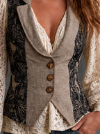 Vintage Linen Floral Patchwork Waistcoat