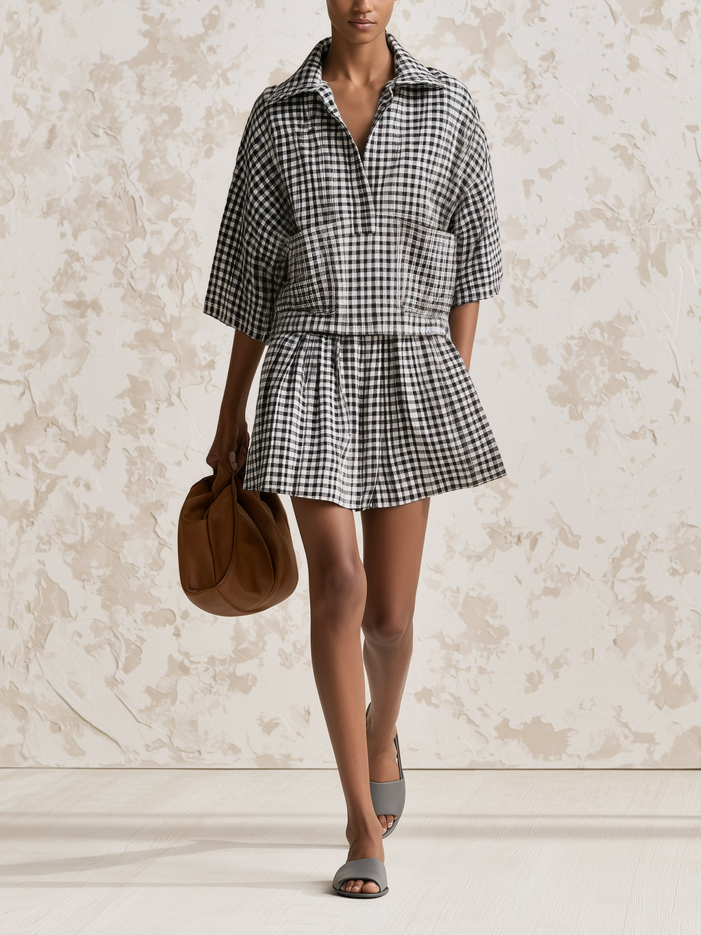 Women’s Gingham Shirt & Shorts Set – Chic Plaid Two-Piece Outfit