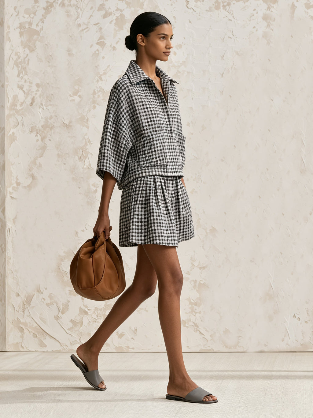 Women’s Gingham Shirt & Shorts Set – Chic Plaid Two-Piece Outfit
