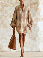 Women’s Oversized Knit Sweater Dress – Cozy Half-Zip Pullover Mini Dress